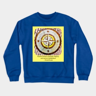 Compass Rose Rounded Edges, Mark Twain Travel Quote Crewneck Sweatshirt